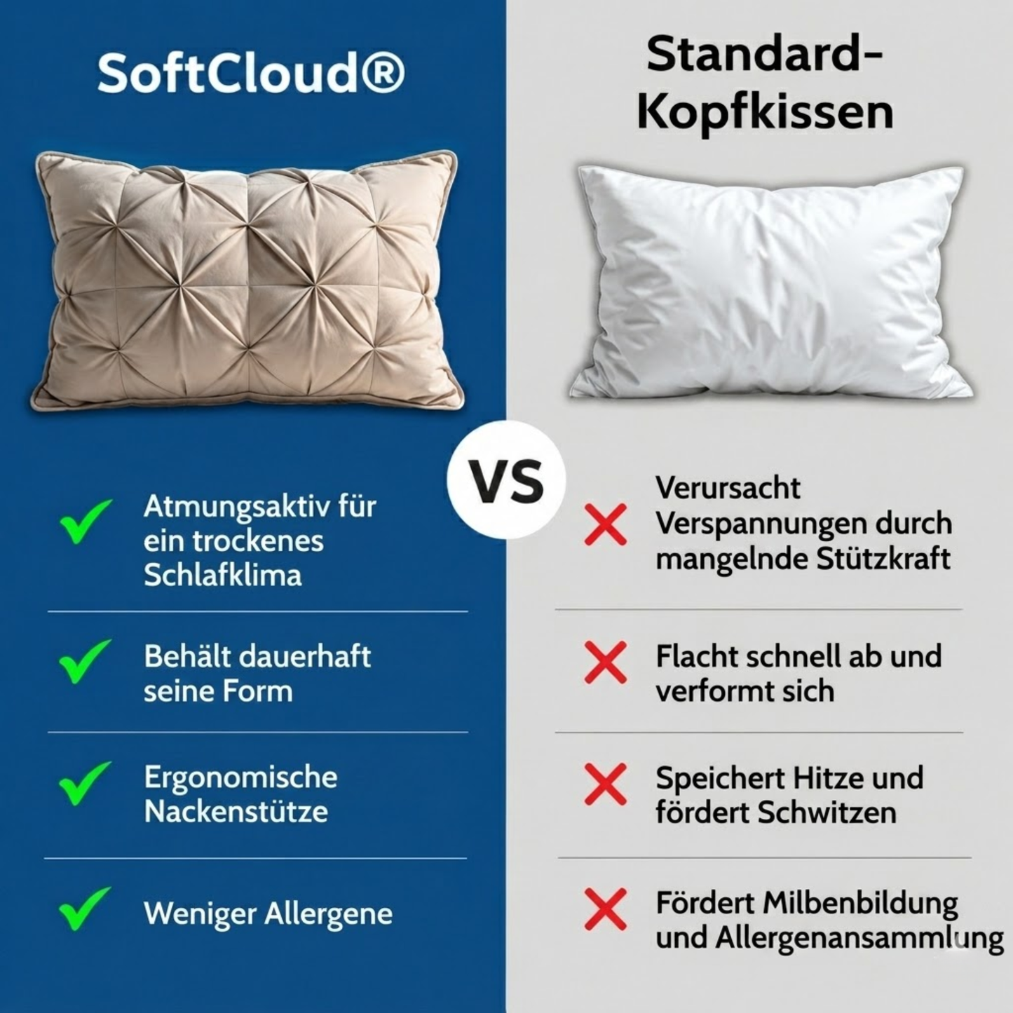 Hypoallergenes ® Kissen mit überlegenem Komfort